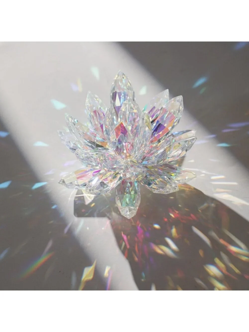 Colorful Crystal Lotus Flower Figurine for Yoga & Meditation | Healing Home